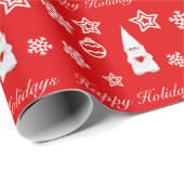 クリスマス格言、雪片&スターオンレッド ラッピングペーパー (ロールコーナー)