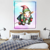 クリスマス格言Cow-83456 キャンバスプリント (インサイチュ (寝室))