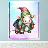 クリスマス格言Cow-83456 キャンバスプリント (インサイチュ (ウッドフロア))