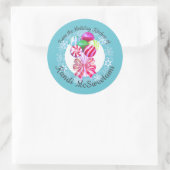 クリスマス棒つきキャンデーのお菓子 ラウンドシール (バッグ)