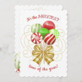 クリスマス棒つきキャンデーキャンディ菓子ホリデーカード シーズンカード (正面/裏面)