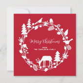 クリスマス森の鹿のリース シーズンカード (正面)