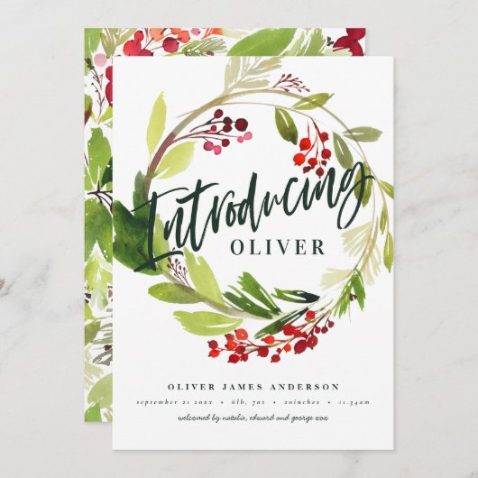 クリスマス植物紹介誕生発表 シーズンカード (正面/裏面)