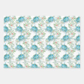 クリスマス植物葉学&ウミガメ水彩 ラッピングペーパーシート (正面)