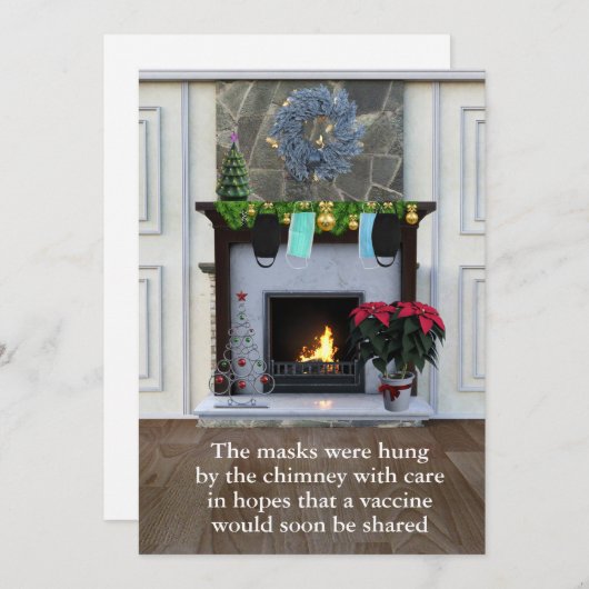 クリスマス検疫マスク煙突おもしろい休日 シーズンカード (正面/裏面)