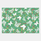 クリスマス模様カラフルドットと蝶かわいい ラッピングペーパーシート (正面2)