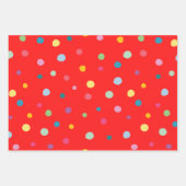 クリスマス模様カラフルドットと蝶かわいい ラッピングペーパーシート (正面)