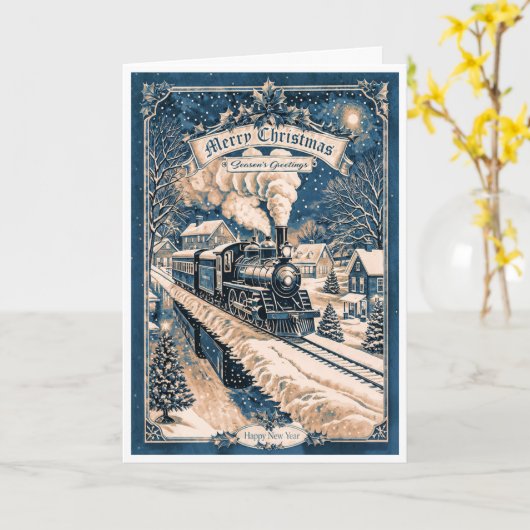 クリスマス機関車 カード (黄色い花)