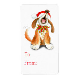 クリスマス歌う犬の贈り物のラベル（へ及びから） ラベル