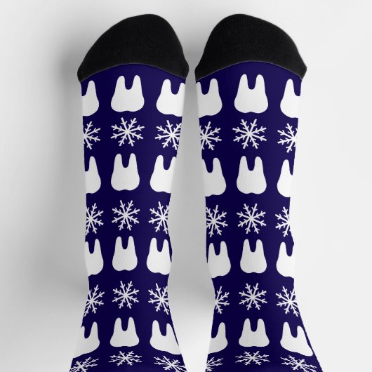 クリスマス歯医者の歯と雪の結晶 ソックス (上部)