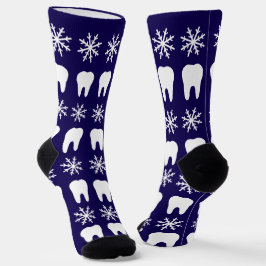 クリスマス歯医者の歯と雪の結晶 ソックス