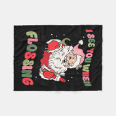 クリスマス歯科医サンタFlをお休みする時に フリースブランケット (正面(横))