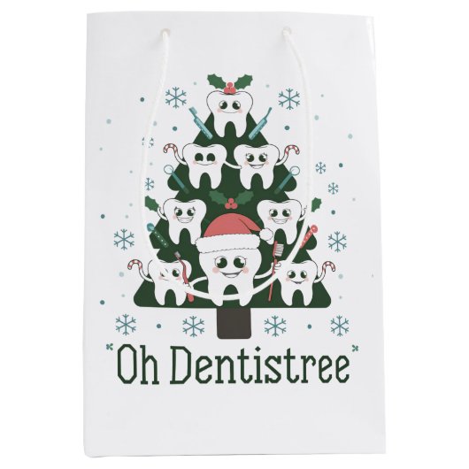 クリスマス歯科用ツリー歯科Oh歯列歯 ミディアムペーパーバッグ (正面)