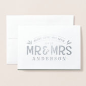 クリスマス氏とミセスの結婚発表フォイル写真 箔カード (封筒付き正面)