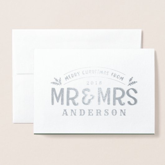 クリスマス氏とミセスの結婚発表フォイル写真 箔カード (封筒付き正面)
