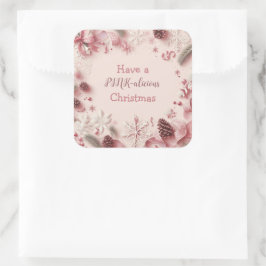 クリスマス気分がピンク色である スクエアシール