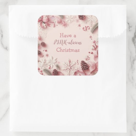 クリスマス気分がピンク色である スクエアシール (バッグ)