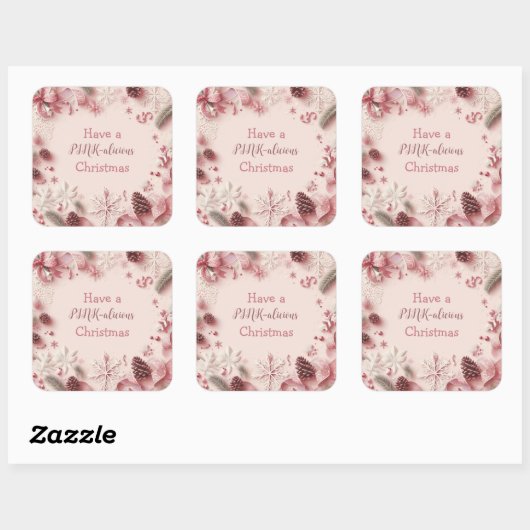 クリスマス気分がピンク色である スクエアシール (シート)