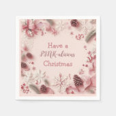 クリスマス気分がピンク色である スタンダードカクテルナプキン (正面)