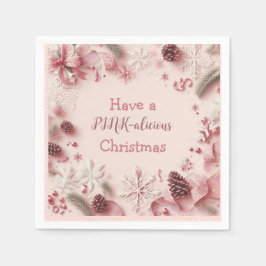 クリスマス気分がピンク色である スタンダードカクテルナプキン