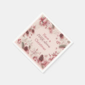 クリスマス気分がピンク色である スタンダードカクテルナプキン (角)