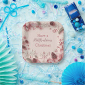 クリスマス気分がピンク色である ペーパープレート (パーティー)