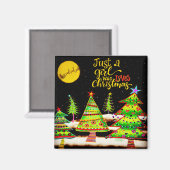 クリスマス気分が大好きな少女 マグネット (正面/裏面)