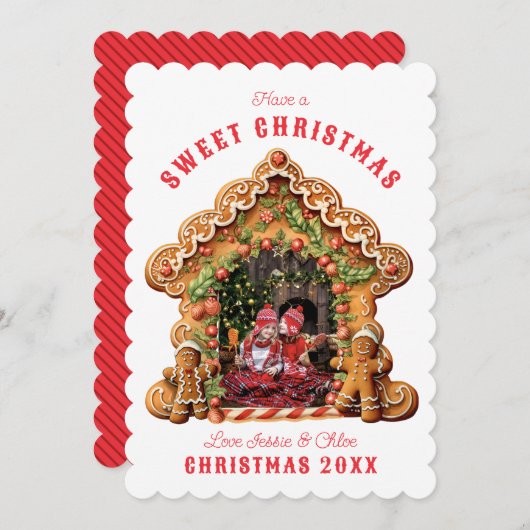 クリスマス気分が良い |ギンガーブレッドハウスの写真 シーズンカード (正面/裏面)