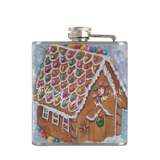 クリスマス気分の中でジンジャーブレッド飴の家 フラスク (裏面)
