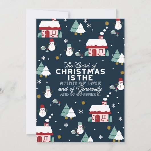 クリスマス気分の冬の夜の村の風景 サンキューカード (正面)