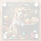 クリスマス気分の変わった犬 ガラスコースター (裏面)