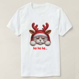 クリスマス気分の悪い猫トナカイ Tシャツ
