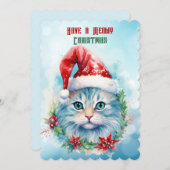 クリスマス気分の良いサンタの猫 (正面/裏面)