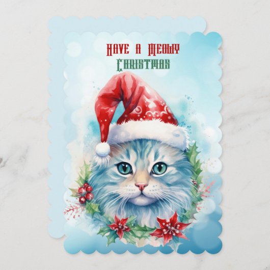 クリスマス気分の良いサンタの猫 (正面/裏面)