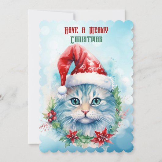 クリスマス気分の良いサンタの猫 (正面)