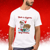 クリスマス気分の良いブルドッグのクリスマス灯を持つ Tシャツ