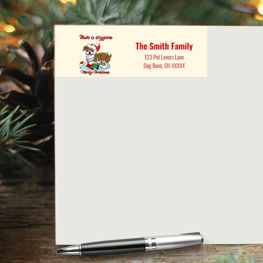 クリスマス気分の良い英語のブルドッグを食べる ラベル