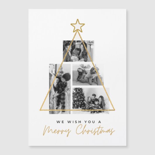 クリスマス気分の薄い磁気カードをお願い マグネット招待状 (正面)