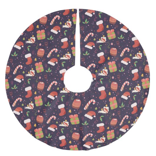 クリスマス気分 ブラッシュドポリエステルツリースカート (正面)