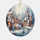 クリスマス水の色の町のシーンにメッセージを追加 セラミックオーナメント (左)