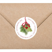 クリスマス水彩もみの木の実の差出人住所ラベル ラウンドシール