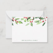 クリスマス水彩ミストルティーファミリー名 ノートカード (正面)