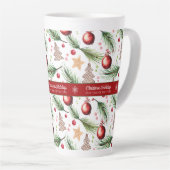 クリスマス水彩休日の装飾パターン カフェラテマグ (右アングル)