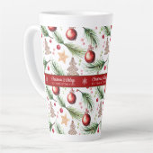 クリスマス水彩休日の装飾パターン カフェラテマグ (左アングル)