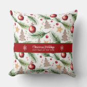 クリスマス水彩休日の装飾パターン クッション (正面)