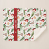 クリスマス水彩休日の装飾パターン シェルパブランケット (正面(横))