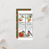 クリスマス水彩祝福聖書ブックマーク カード (正面/裏面インサイチュ)