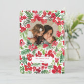 クリスマス水彩花枠フォトカード カード (スタンド正面)