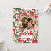 クリスマス水彩花枠フォトカード カード (正面/裏面インサイチュ)