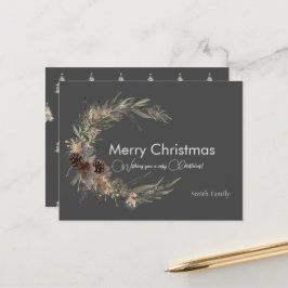 クリスマス水彩黒葉書 ポストカード